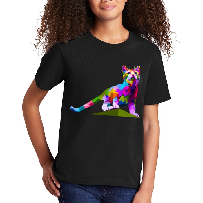 Colorful Curious Kitten Kids T-Shirt