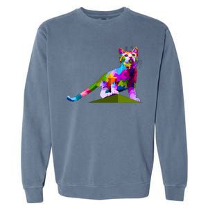 Colorful Curious Kitten Garment-Dyed Sweatshirt