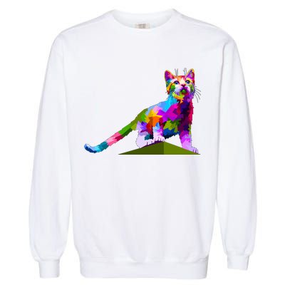 Colorful Curious Kitten Garment-Dyed Sweatshirt