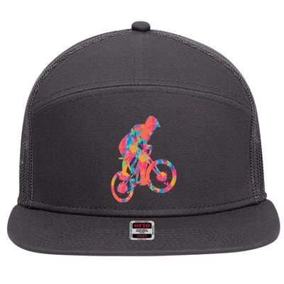 Colorful Cyclist 7 Panel Mesh Trucker Snapback Hat