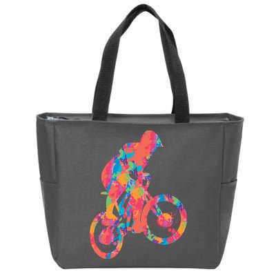 Colorful Cyclist Zip Tote Bag