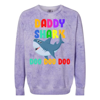 Colorful Daddy Shark Doo Doo Doo Colorblast Crewneck Sweatshirt