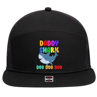 Colorful Daddy Shark Doo Doo Doo 7 Panel Mesh Trucker Snapback Hat