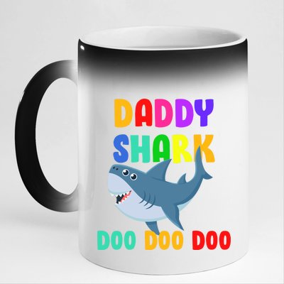 Colorful Daddy Shark Doo Doo Doo 11oz Black Color Changing Mug