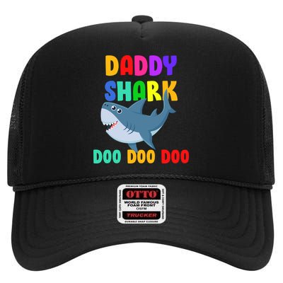 Colorful Daddy Shark Doo Doo Doo High Crown Mesh Back Trucker Hat