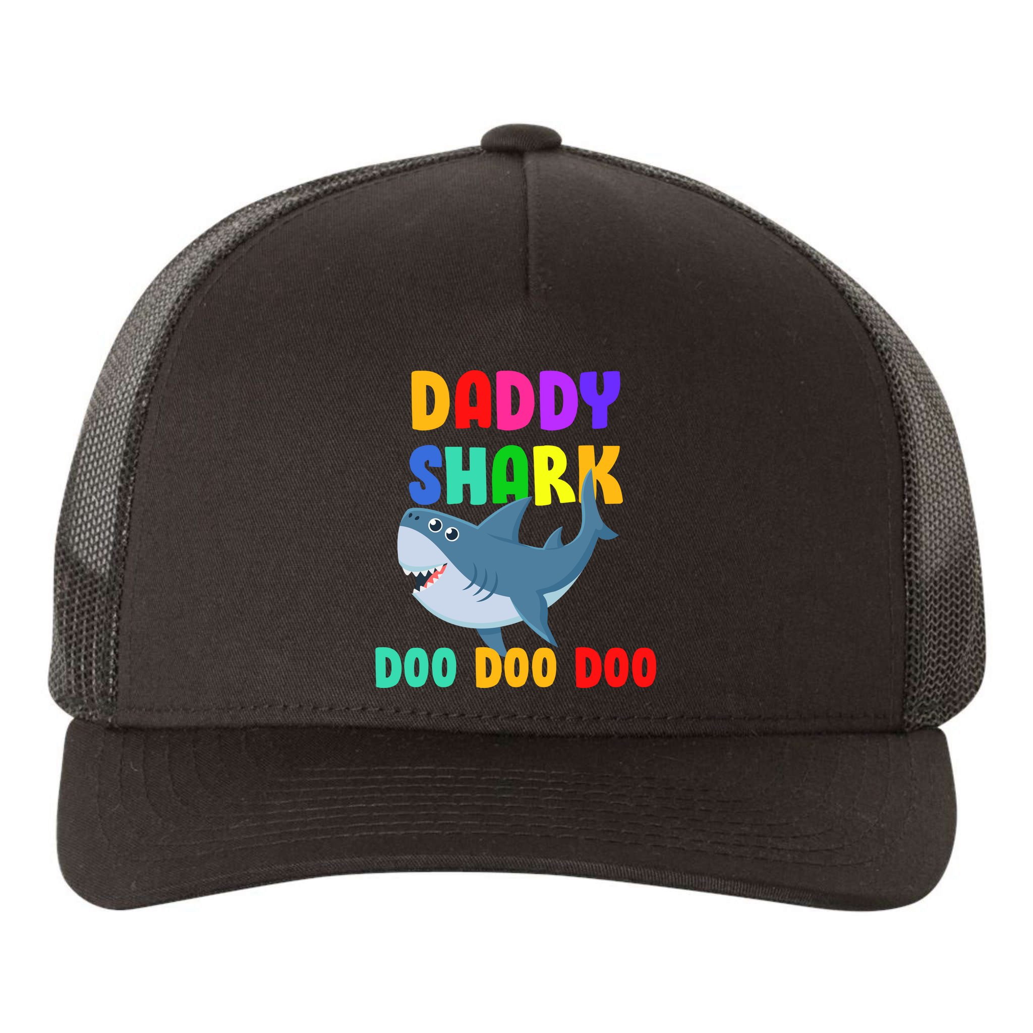 Colorful Daddy Shark Doo Doo Doo Yupoong Adult 5-Panel Trucker Hat