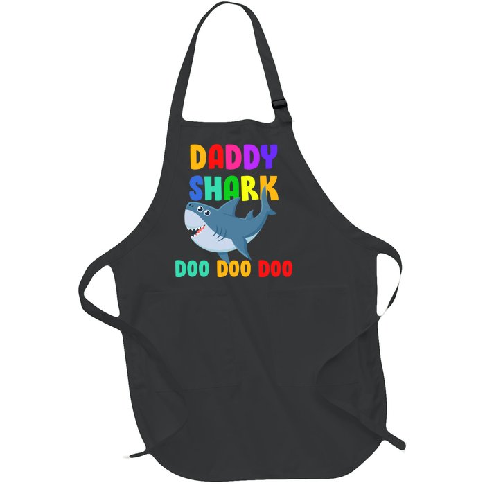 Colorful Daddy Shark Doo Doo Doo Full-Length Apron With Pockets