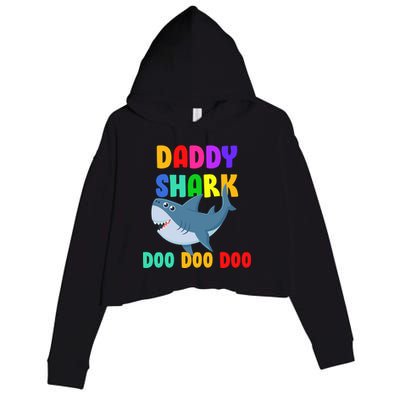 Colorful Daddy Shark Doo Doo Doo Crop Fleece Hoodie