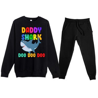 Colorful Daddy Shark Doo Doo Doo Premium Crewneck Sweatsuit Set