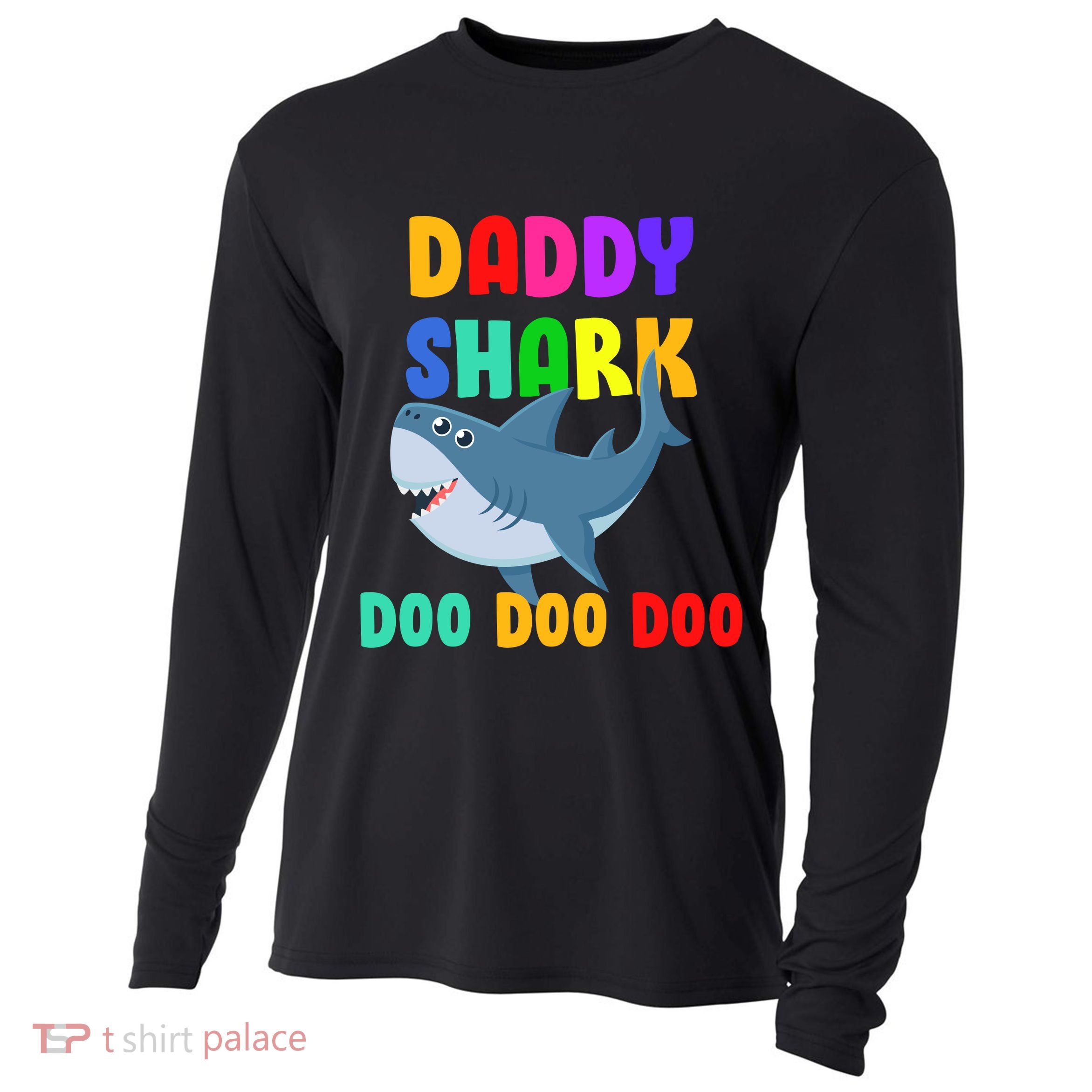 Colorful Daddy Shark Doo Doo Doo Cooling Performance Long Sleeve Crew