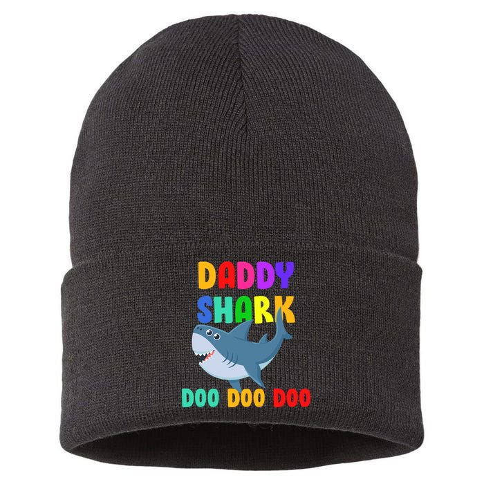 Colorful Daddy Shark Doo Doo Doo Sustainable Knit Beanie