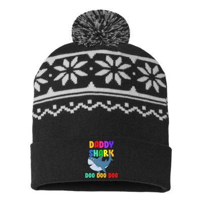 Colorful Daddy Shark Doo Doo Doo USA-Made Snowflake Beanie