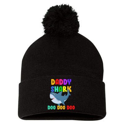 Colorful Daddy Shark Doo Doo Doo Pom Pom 12in Knit Beanie