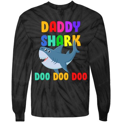 Colorful Daddy Shark Doo Doo Doo Tie-Dye Long Sleeve Shirt