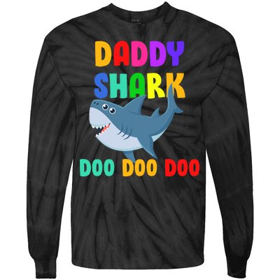 Colorful Daddy Shark Doo Doo Doo Tie-Dye Long Sleeve Shirt