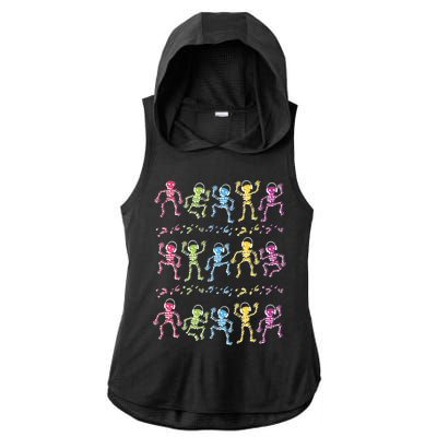 Colorful Dancing Skeletons Headphones Ladies PosiCharge Tri-Blend Wicking Draft Hoodie Tank