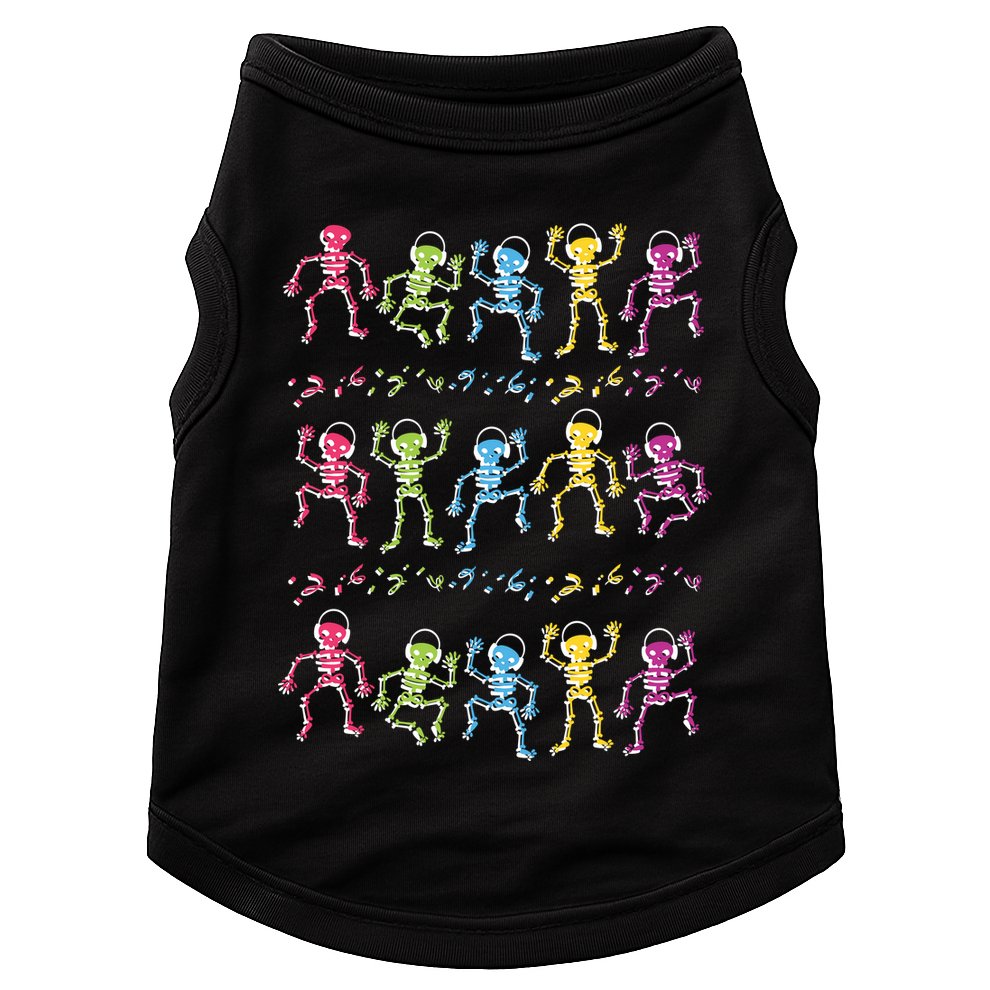 Colorful Dancing Skeletons Headphones Doggie Tank