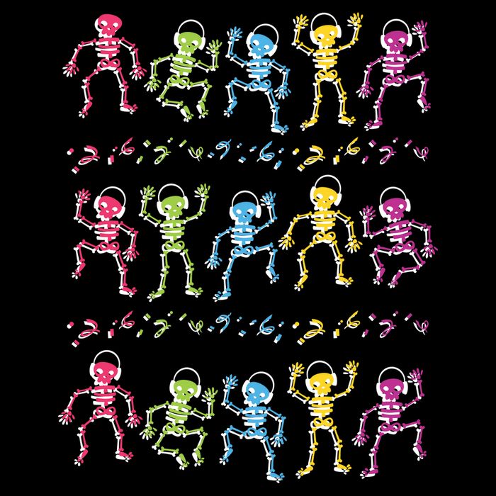 Colorful Dancing Skeletons Headphones Apron