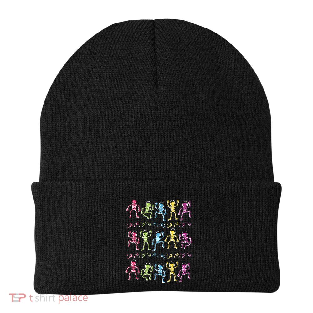 Colorful Dancing Skeletons Headphones Knit Cap Winter Beanie