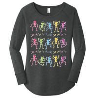 Colorful Dancing Skeletons Headphones Women's Perfect Tri Tunic Long Sleeve Shirt