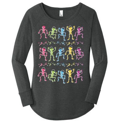 Colorful Dancing Skeletons Headphones Women's Perfect Tri Tunic Long Sleeve Shirt