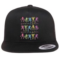 Colorful Dancing Skeletons Headphones Flatbill Hat