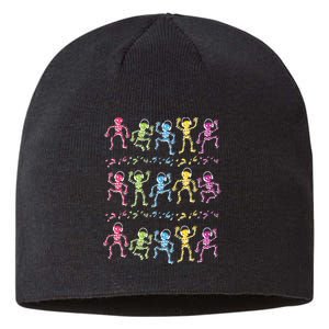 Colorful Dancing Skeletons Headphones Sustainable Beanie