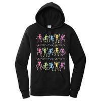 Colorful Dancing Skeletons Headphones Women's Pullover Hoodie