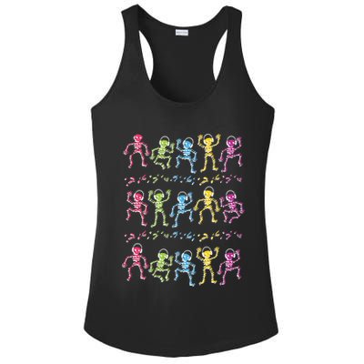 Colorful Dancing Skeletons Headphones Ladies PosiCharge Competitor Racerback Tank