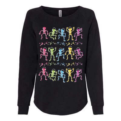 Colorful Dancing Skeletons Headphones Womens California Wash Sweatshirt