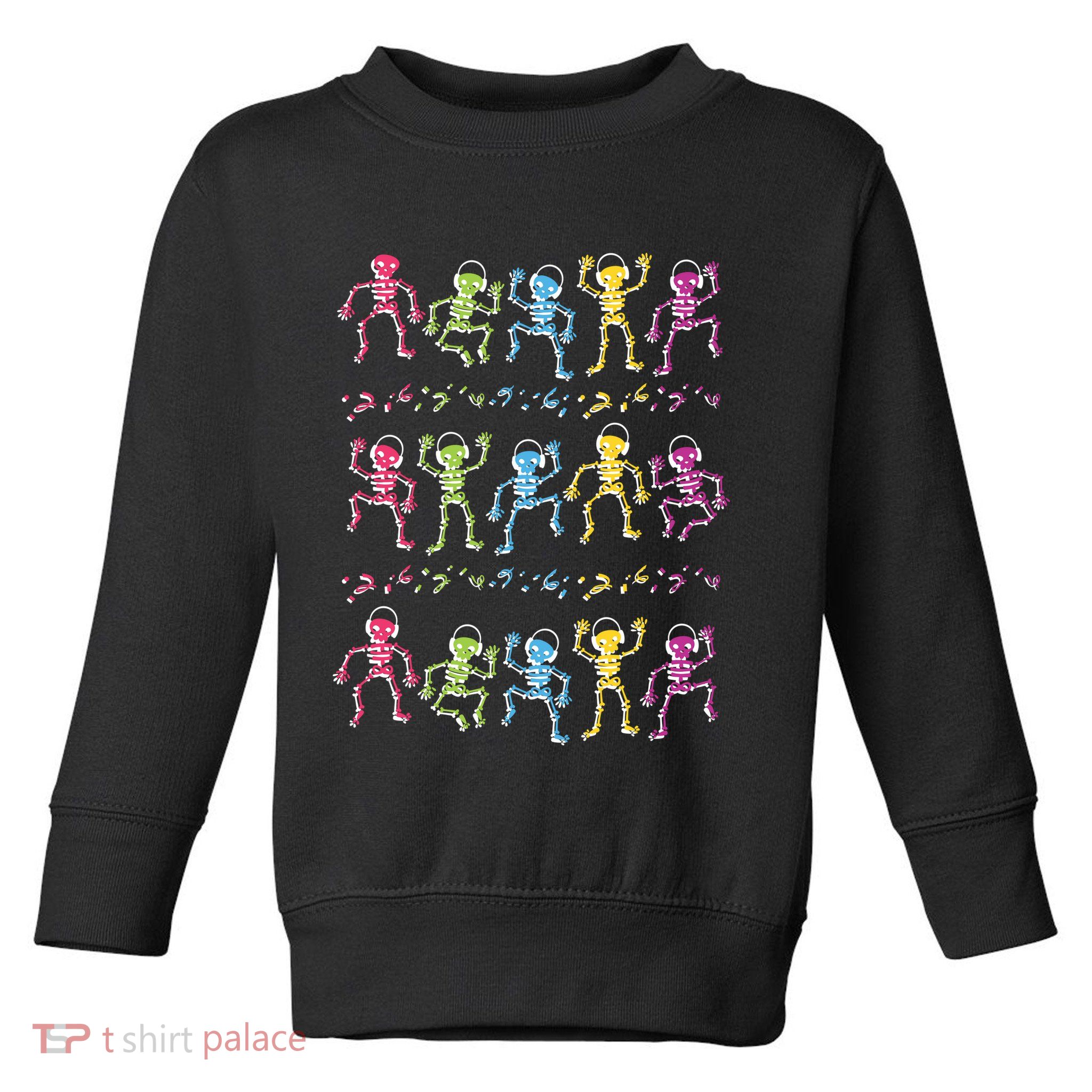Colorful Dancing Skeletons Headphones Toddler Sweatshirt