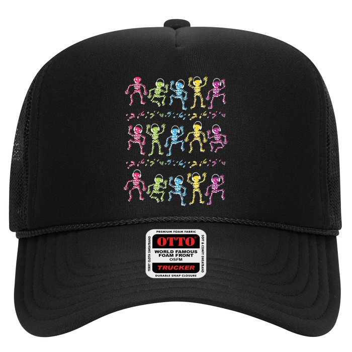 Colorful Dancing Skeletons Headphones Trucker Hat