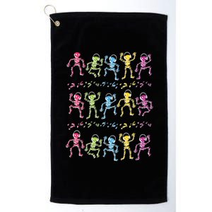 Colorful Dancing Skeletons Headphones Platinum Collection Golf Towel