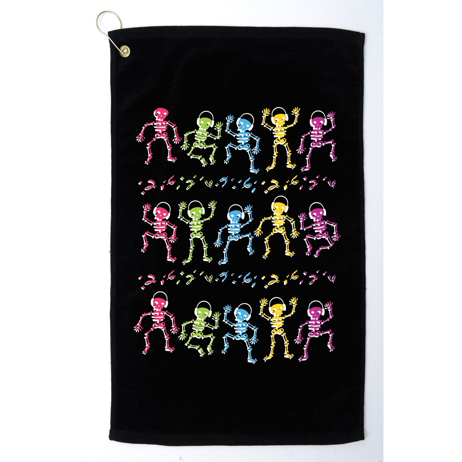 Colorful Dancing Skeletons Headphones Golf Towel