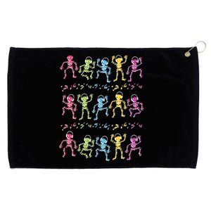 Colorful Dancing Skeletons Headphones Grommeted Golf Towel