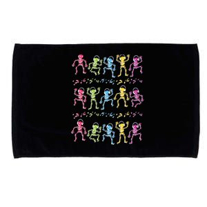 Colorful Dancing Skeletons Headphones Microfiber Hand Towel