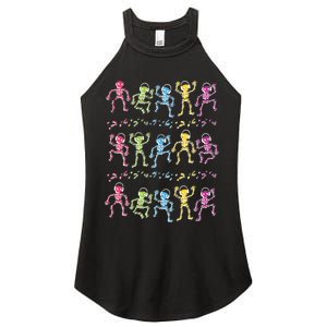 Colorful Dancing Skeletons Headphones Women's Perfect Tri Rocker Tank