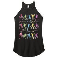 Colorful Dancing Skeletons Headphones Women's Perfect Tri Rocker Tank