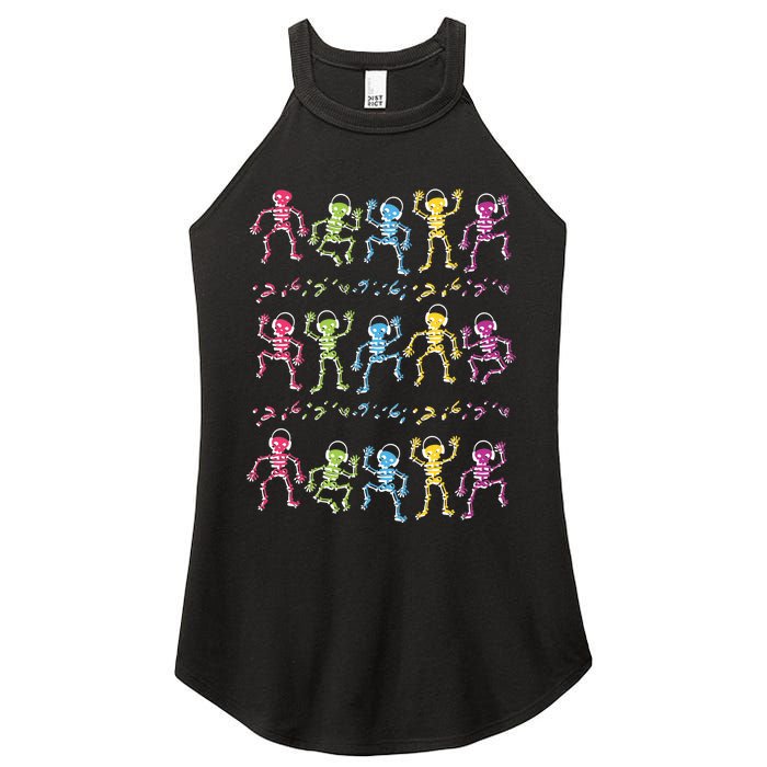 Colorful Dancing Skeletons Headphones Women's Perfect Tri Rocker Tank