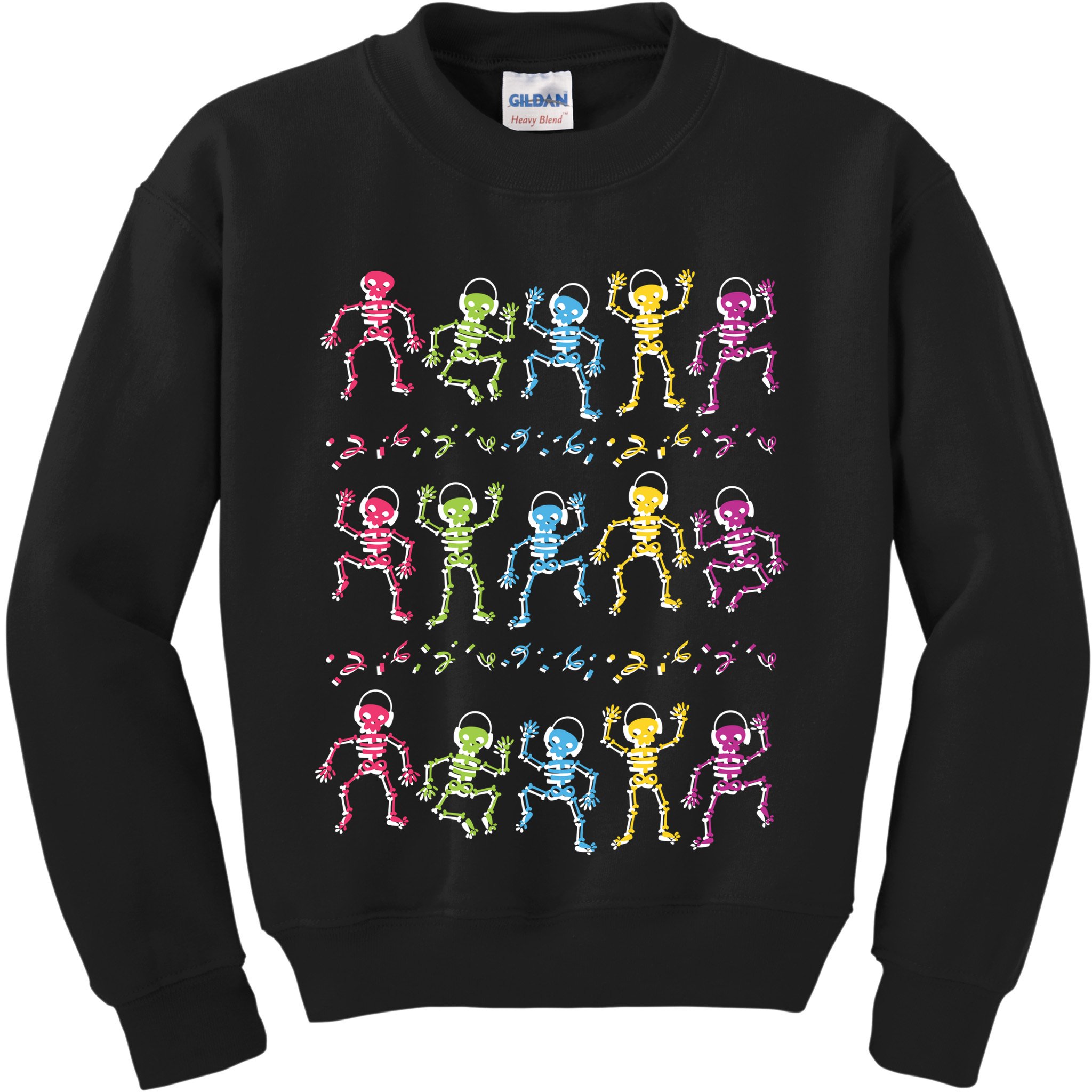 Colorful Dancing Skeletons Headphones Kids Sweatshirt