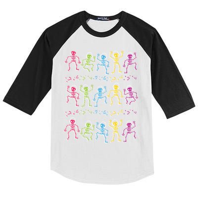 Colorful Dancing Skeletons Headphones Kids Colorblock Raglan Jersey
