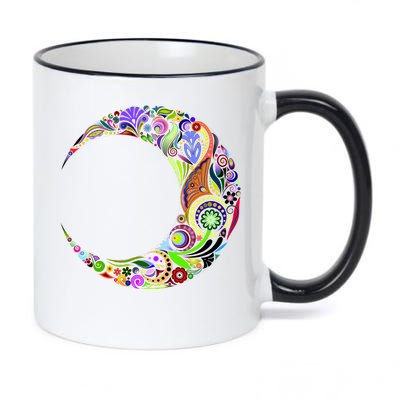 Colorful Demilune Half Moon 11oz Black Color Changing Mug