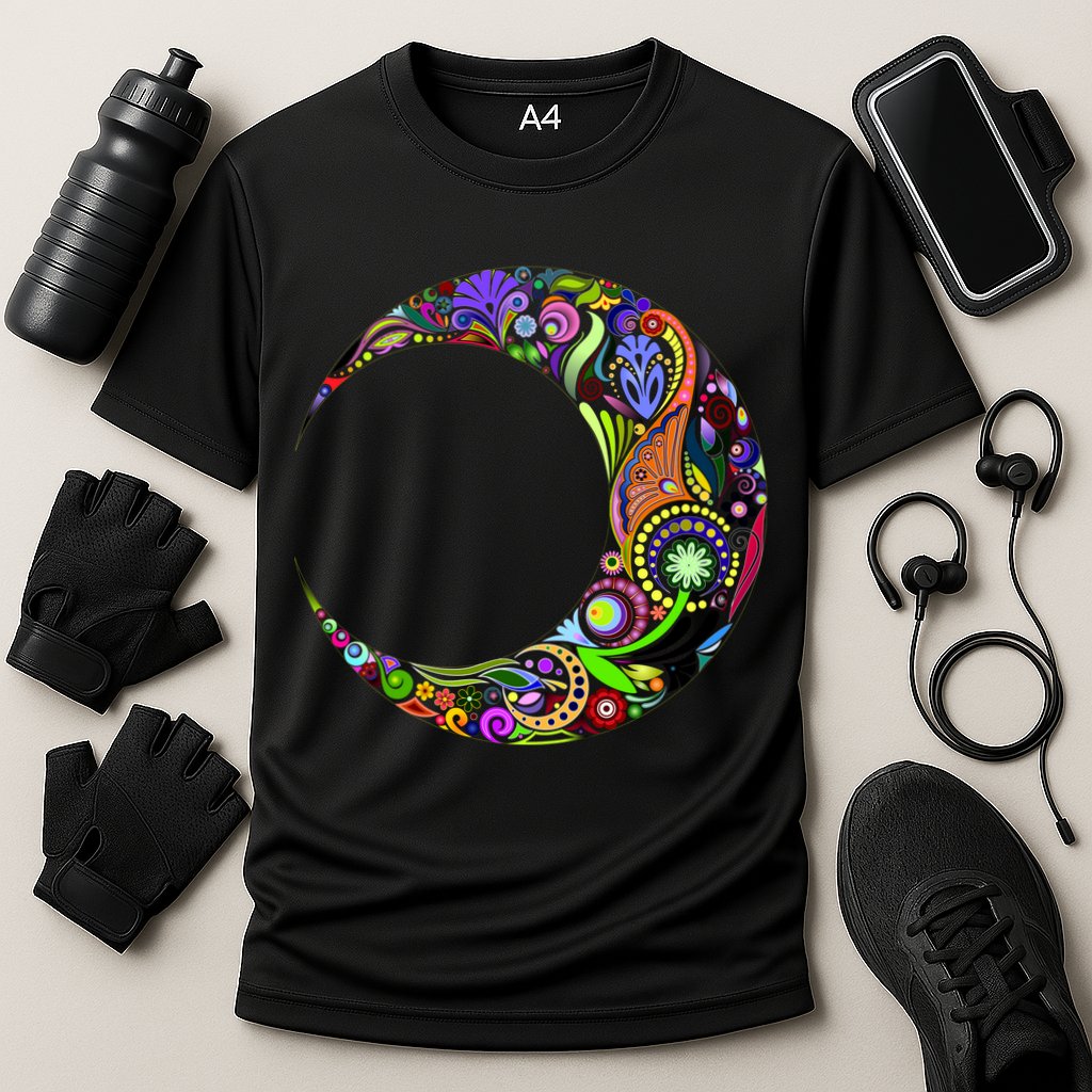 Colorful Demilune Half Moon Cooling Performance Crew T-Shirt