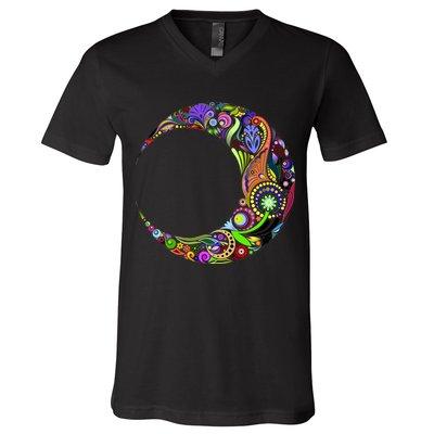 Colorful Demilune Half Moon V-Neck T-Shirt