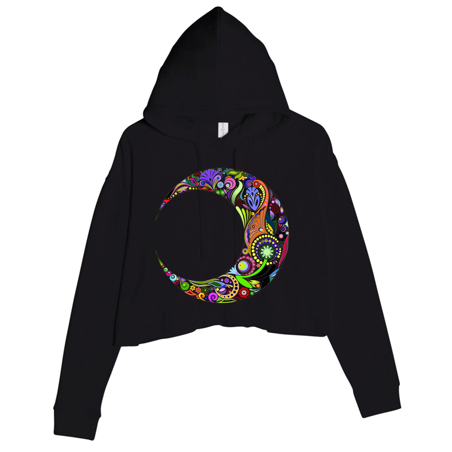 Colorful Demilune Half Moon Crop Fleece Hoodie