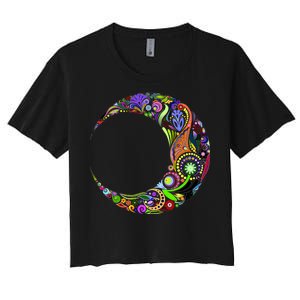 Colorful Demilune Half Moon Women's Crop Top Tee