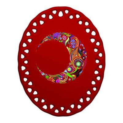 Colorful Demilune Half Moon Ceramic Oval Ornament