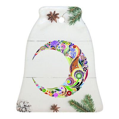 Colorful Demilune Half Moon Ceramic Bell Ornament