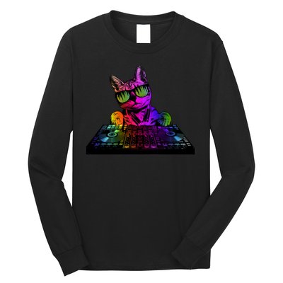 Colorful DJ Cat Long Sleeve Shirt