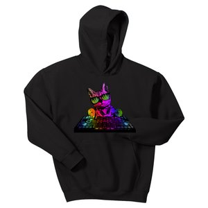 Colorful DJ Cat Kids Hoodie